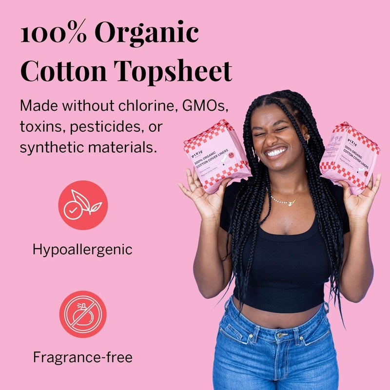 Pixie Cup Pixie Organic Cotton Panty Liners for Women - Regular Wrapped Pantiliners - Light Absorbency & Ultra-Thin - Leak-Proof, Hypoallergenic & Unscented for Feminine Care - Compostable - 88 Count - Image 2